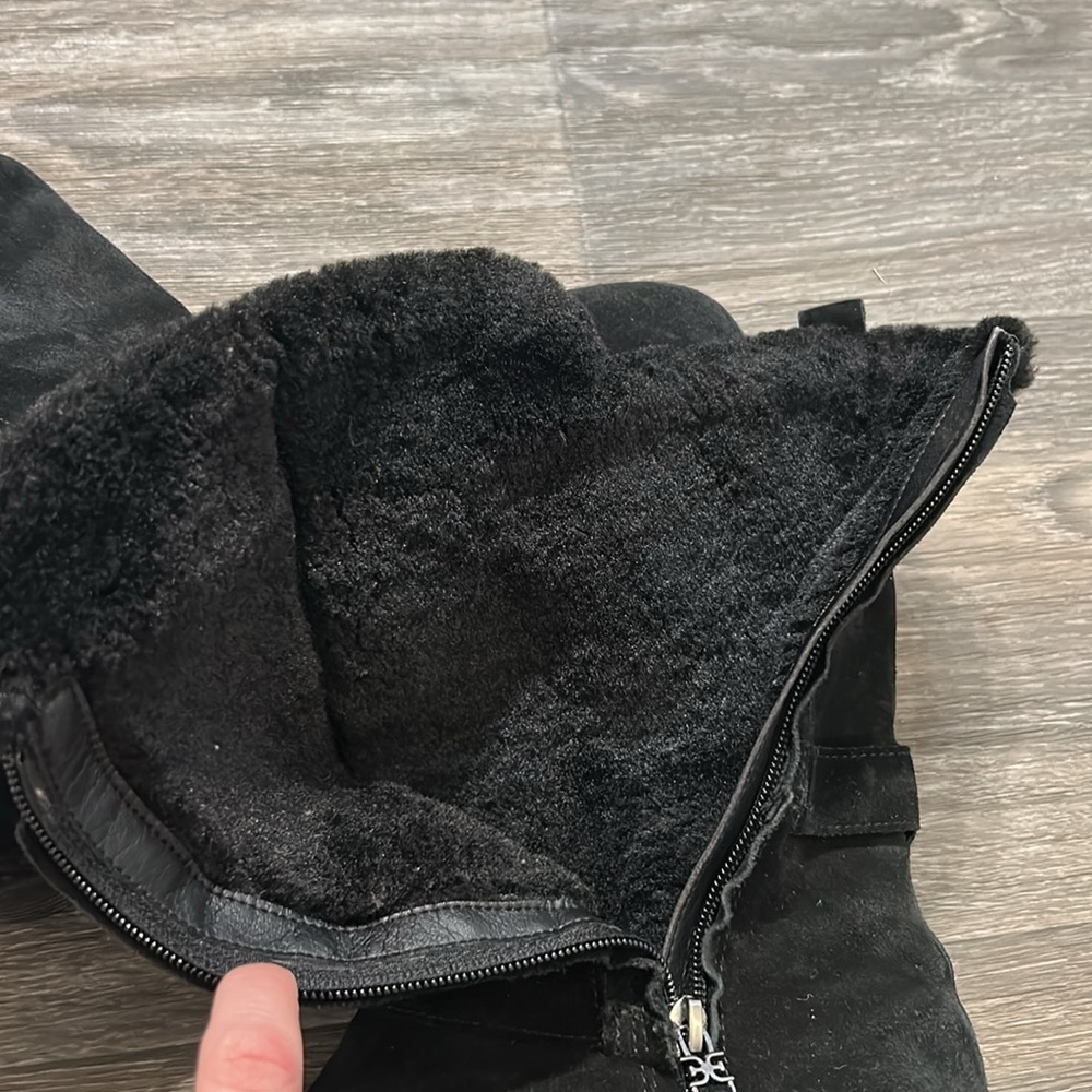 Sam Edelman Jailyn Suede Winter Boots Size 9 Faux Fur-Lined Black Zip-Up Snow - Picture 12 of 15